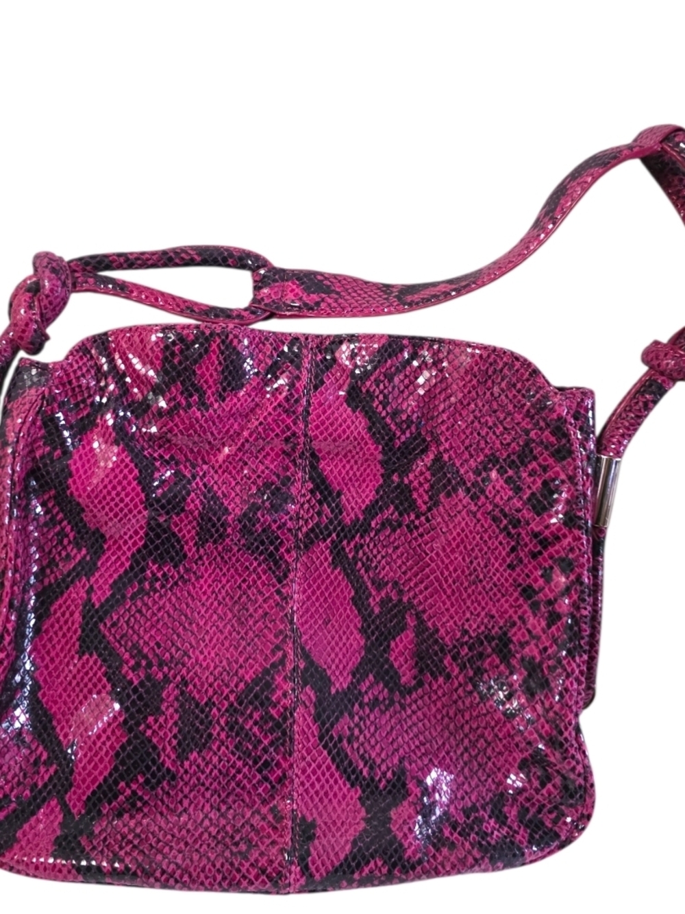 Anne Klein Pink Python Print Leather Shoulder Bag Bold Snakeskin Statement Y2K